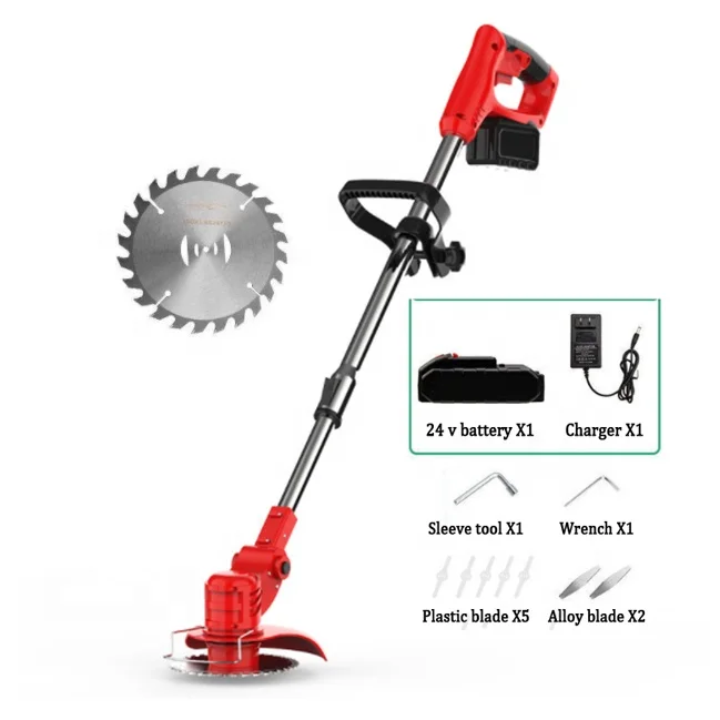 Grass Trimmer Battery Brush Cutter China Power Plastic Handle Feature Weight Blade Lithium cordless electric lawn mo