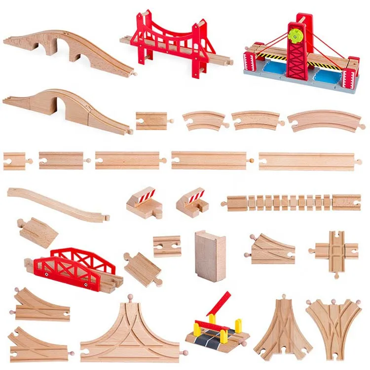 Wooden Train Toy Wooden Car Track Set for Kids
