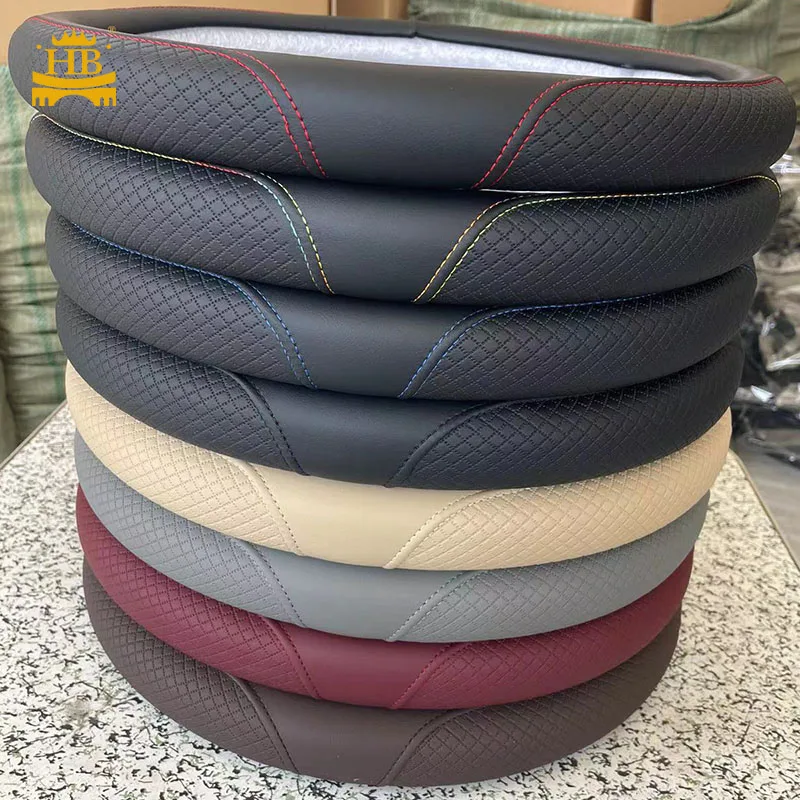 Factory cheap price car steering wheel cover fiber leather durable 15 inch steering wheel covers