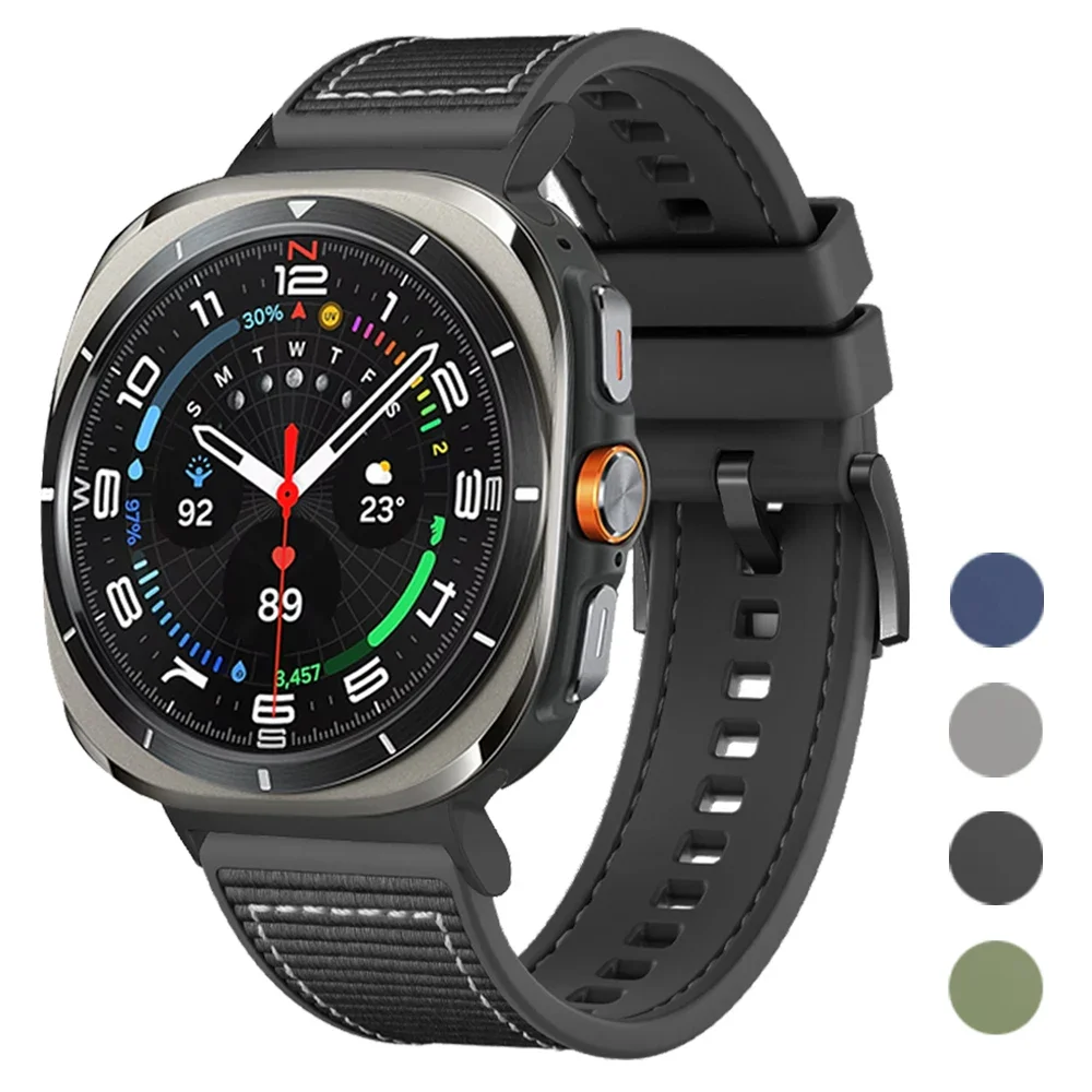 Nylon Silicone Bracelet Belt For Samsung Galaxy Watch Ultra 47mm Watch Band Sports Composite Wristbands