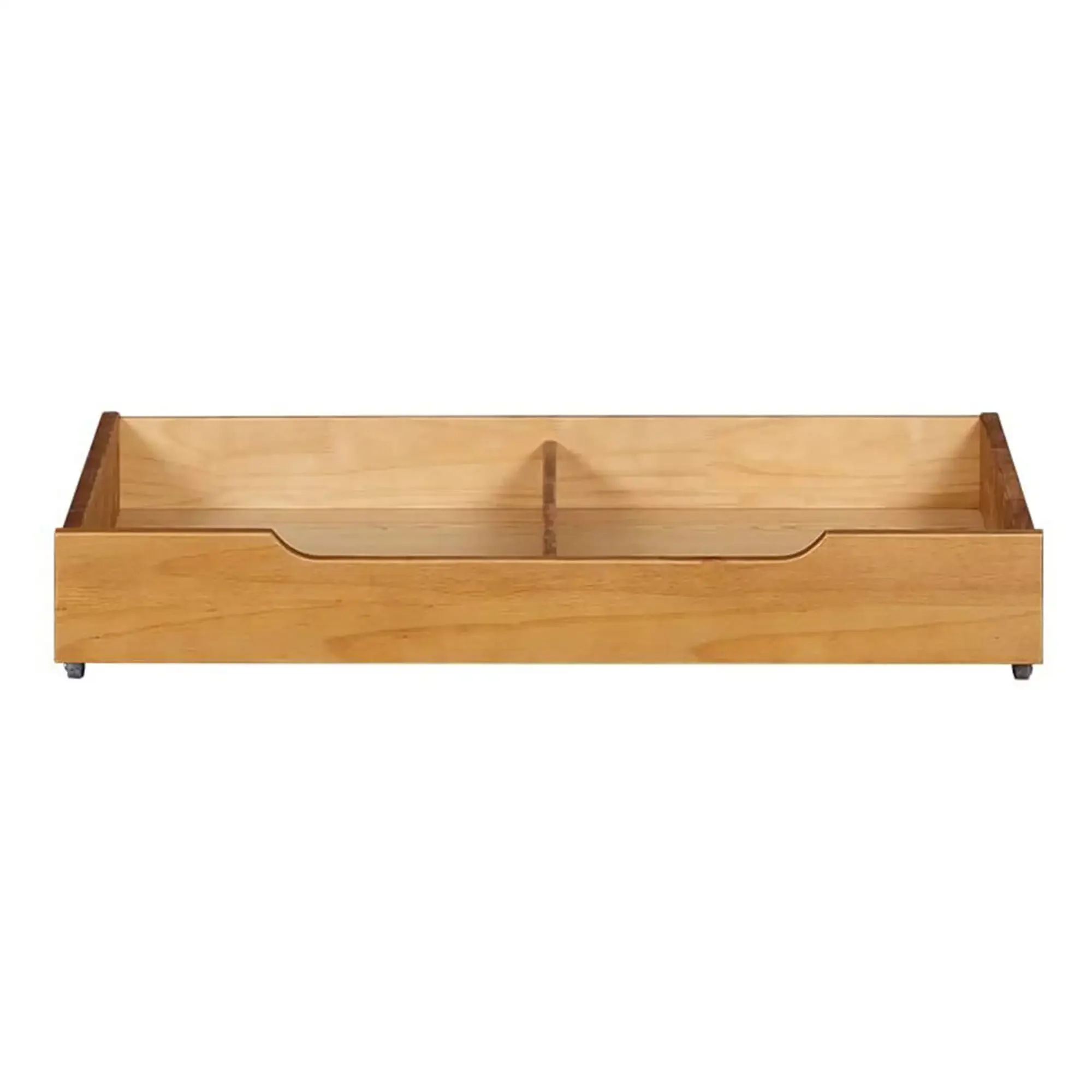 Solid Wood Under Bed Storage Cart with Rotating Wheels Underbed Bin Tray Space Saving Bedroom Organizer