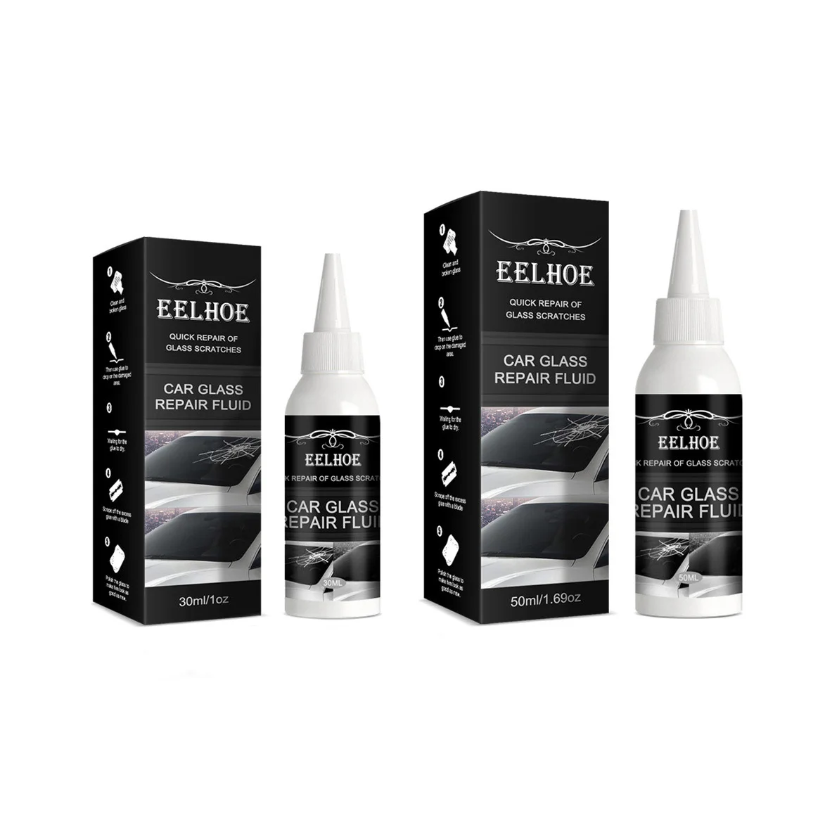 Best Selling EELHOE Car Windshield Glass Repair Fluid 30ml/50ml Crack Adhesive Top Commercial Glass Cleaners