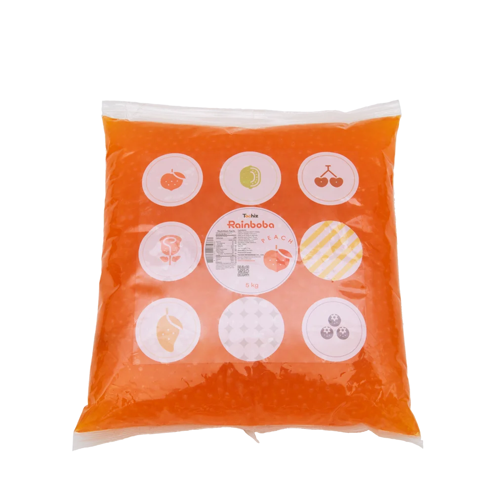 Made In Taiwan Wholesale Sweet And Sour Peach Flavor Juice Popping Boba 5Kg For Cold Drink