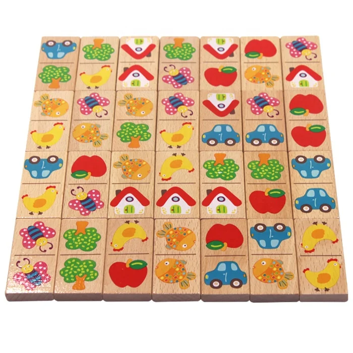 High quality beech wood material domino 28pcs game gardone series printingi wooden toy wholesale
