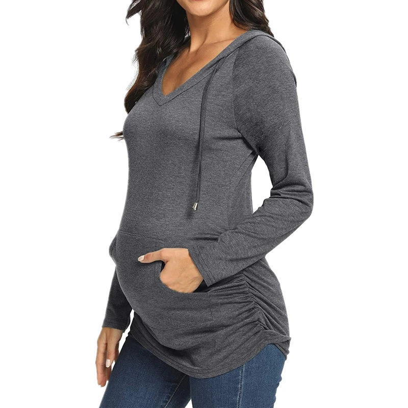 Повседневная одежда для беременных женщин с принтом и V-образным вырезом Одежда для беременных с шляпами