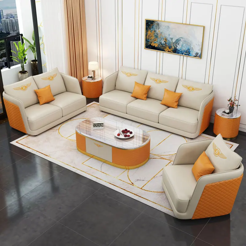High quality living room leather sofa sets stylish modern hotel lounge 3 seats living room furniture sofa vip room for home
