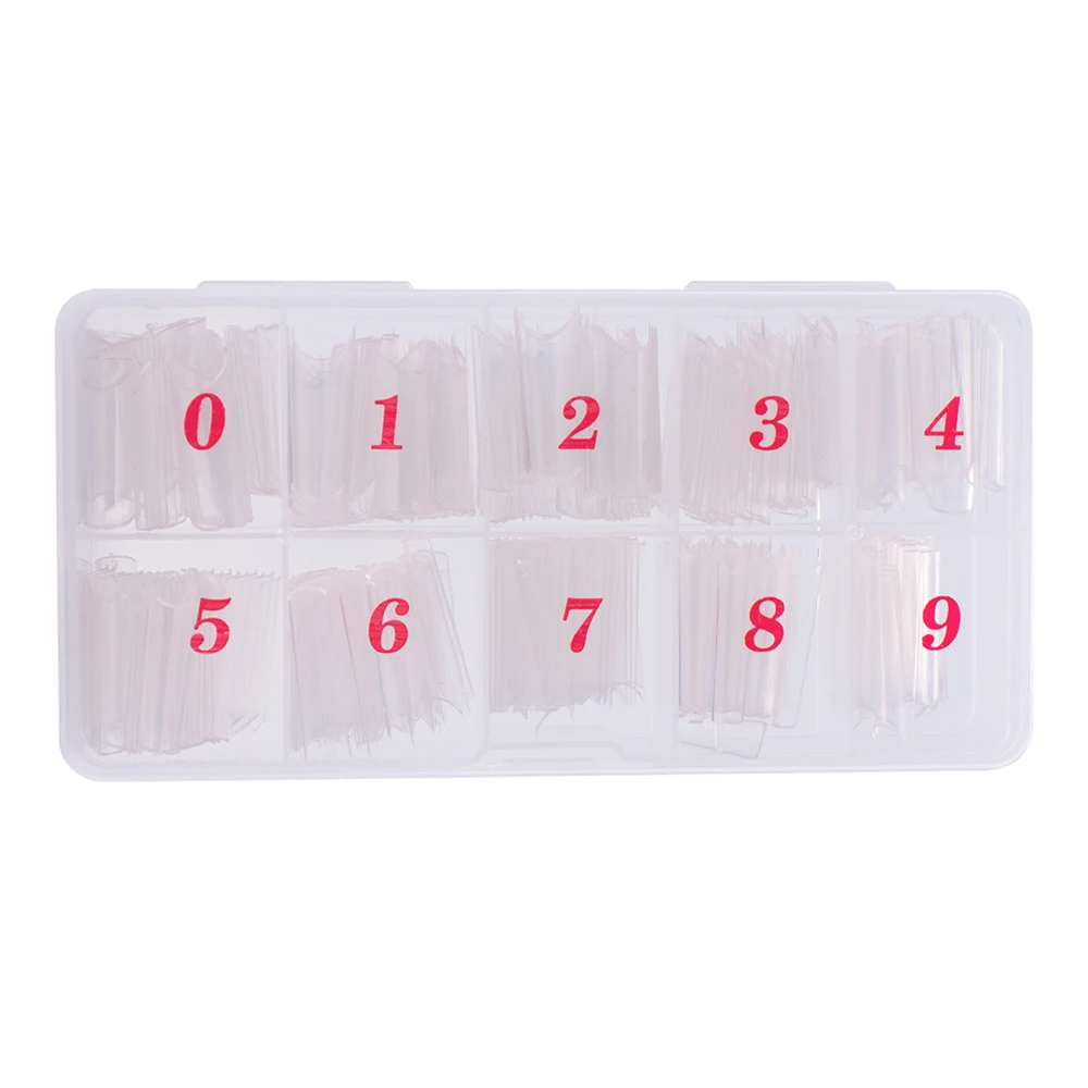 2022 New Arrival 550pcs/Bag Curve Straight Length Tips Extra Long Curved Half Cover False Nail Tips French Acrylic Nails