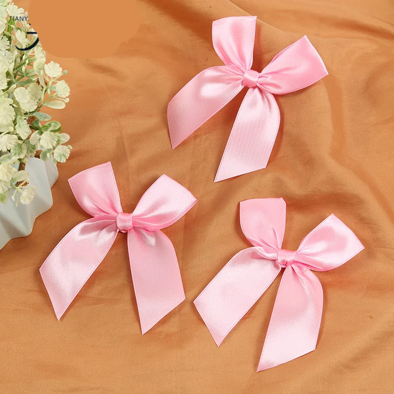 Ribbon Handmade Polyester Pink Ribbon Bow Valentine Bows Pre Tie Decoration Bow Wholesale