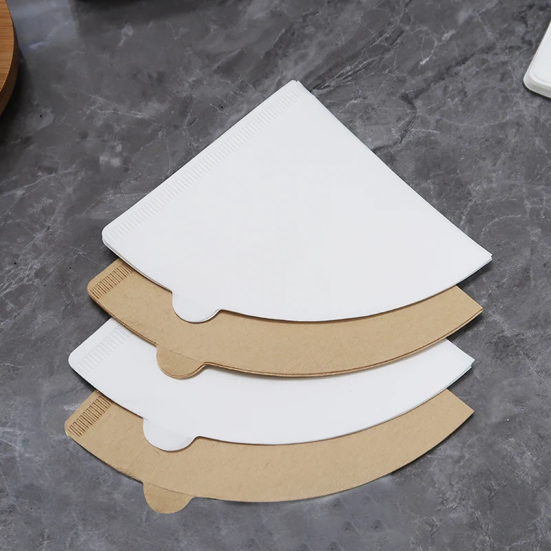 V shape Barista Pour Over Drip coffee paper filter White brown color Bleached coffee filter paper V01 V02 40 pcs packed