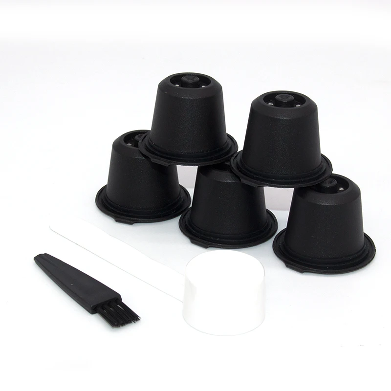 5pcs Black/Brown/Red Plastic Reusable Refillable  Empty Coffee Capsule Coffee Pods
