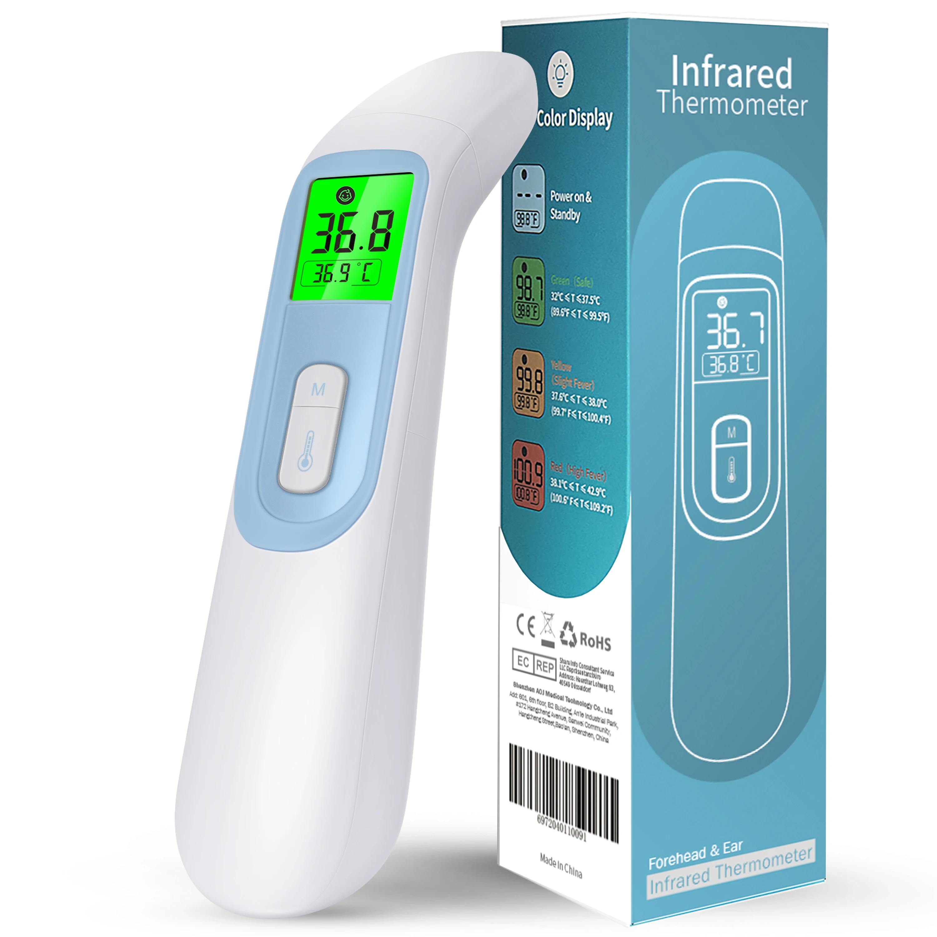 
Best price lcd digital non contact infrared thermometer for forehead ear object temperature 