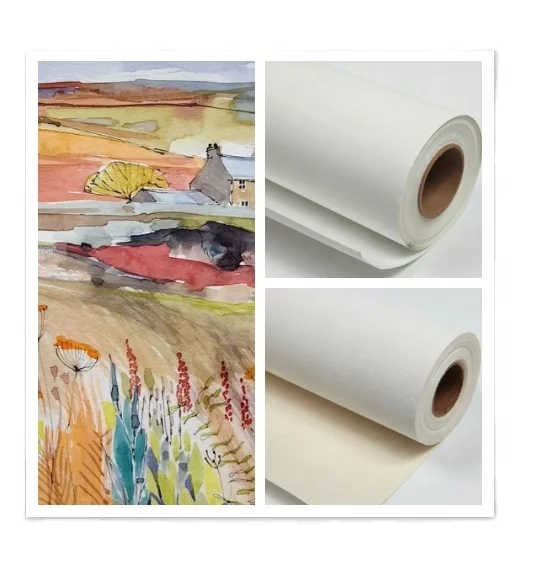 Factory Supply 390GSM Art Paintings Canvas Blank Cotton Polyester Waterproof Fabric Canvas For Inkjet Printing
