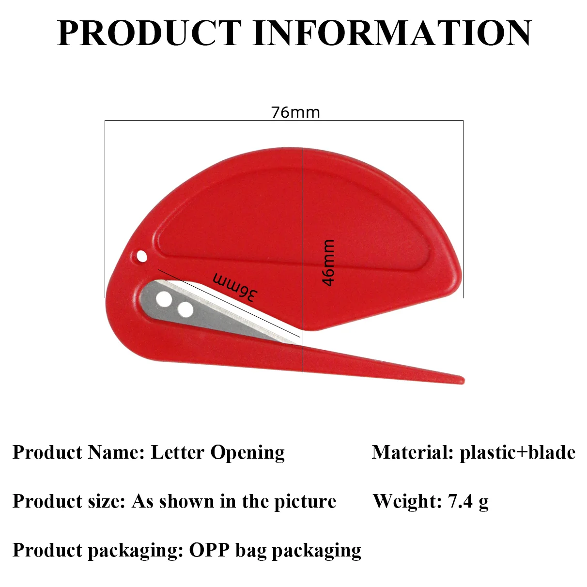 Custom Logo Letter Opener Envelope Slitter Mail Opener Plastic Razor Blade Paper Knife for Envelope Package Paper Box and Mail
