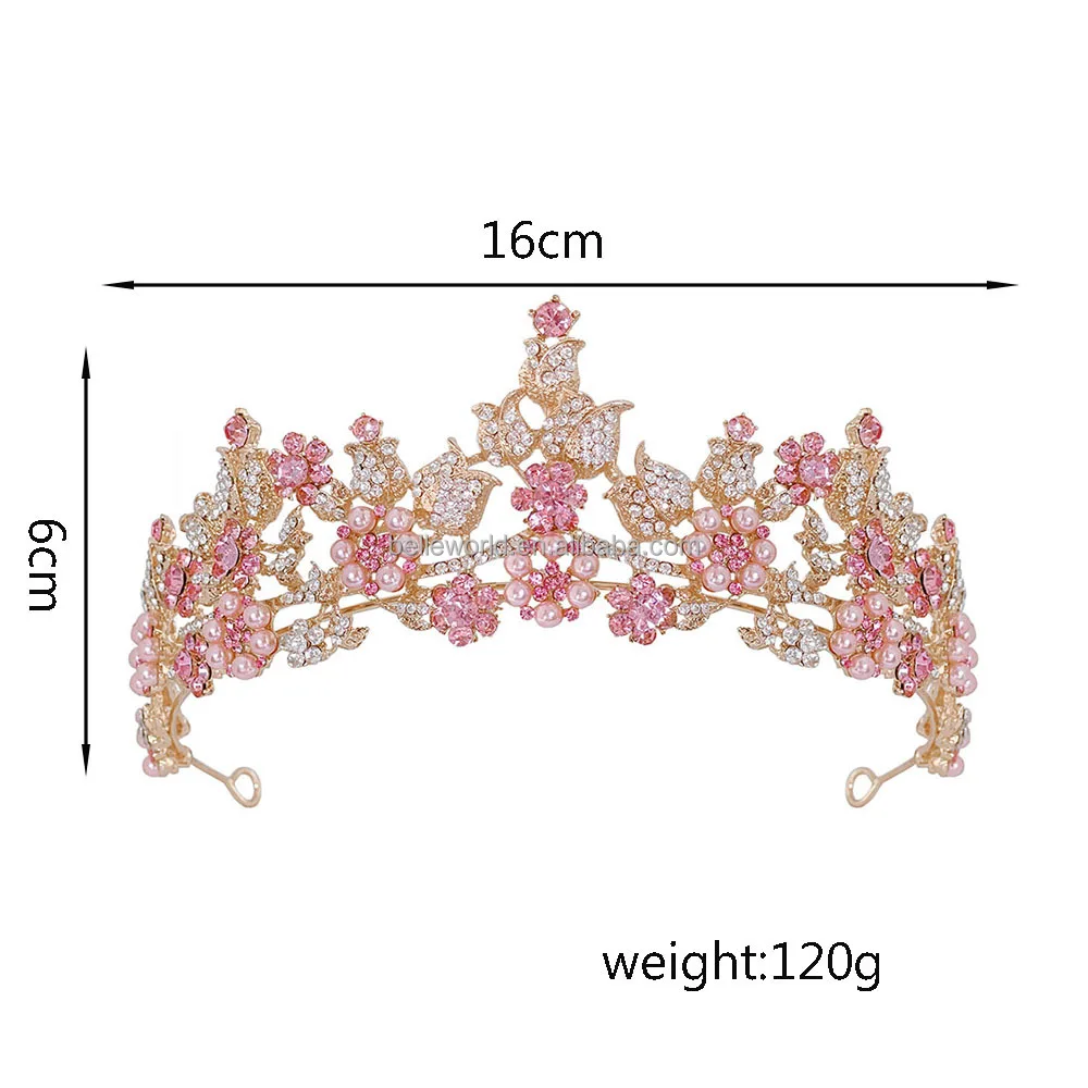 BELLEWOLRD luxury diamond flower tiara decoration for wedding event accessories high end festival headband tiara for brides