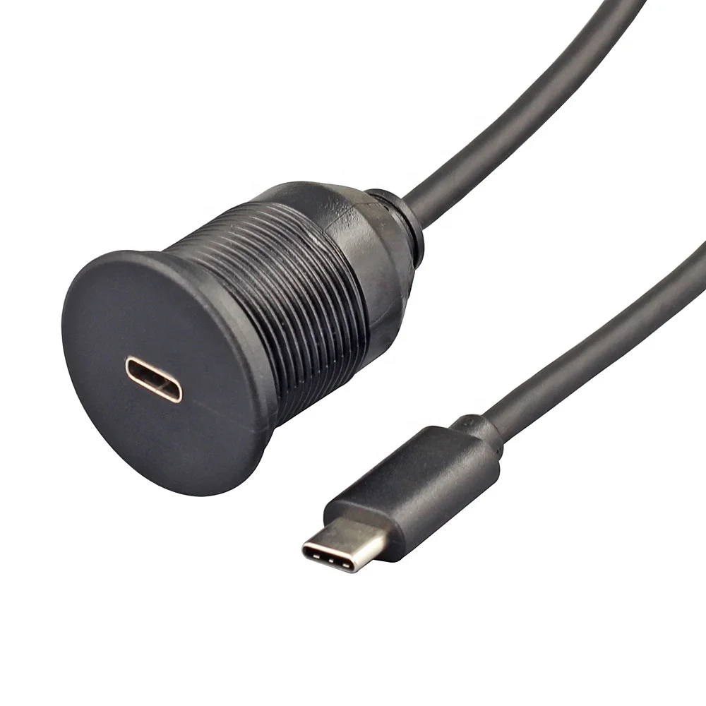 1m Dual USB 3.1 Type C Male To Female Car dash mount Socket Flush mount USB C extension cable for Car Truck Boat Marine
