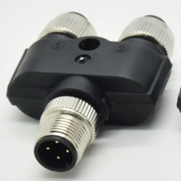 M12 Y Type Connector 1 Male to 2 Female Splitter Adaptor IP68 Waterproof Connector Nmea2000 Connector