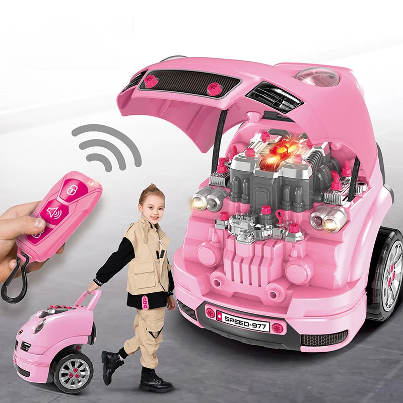 Disassembly Assembly Car Repair Engine Workshop Remote Control Sport Car Head Kids Pretend DIY Maintenance Tool Motor Master Toy