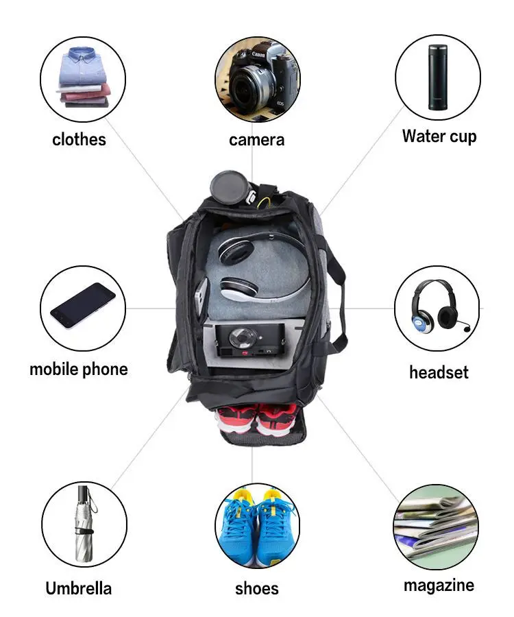 2024 Custom Logo Large Capacity Oxford Men Duffle Yoga Training Fitness Soccer Travel Sports Bags Gym Bag
