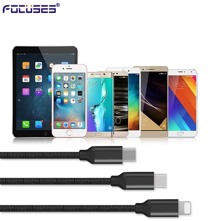 4 in 1 Multi Connector Nylon USB Data Cable Charge Cables