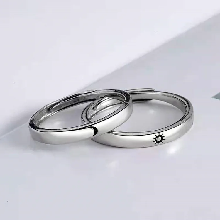 adjust sun moon  Rings Promise Couple Matching Friendship Cute Trendy Dainty Rings Set Teen Girls Funky Split Simple