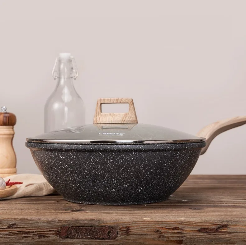 Best Price Superior Quality Carote 30Cm Wok Pan Die Casting Aluminum Cookware Non Stick Coating Wok For Induction Cooker