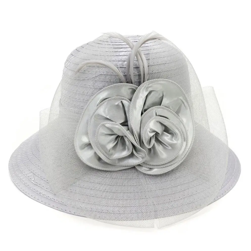 Millinery причудливые черные женские церковные шляпы Sinamay украшения оптом простые белые