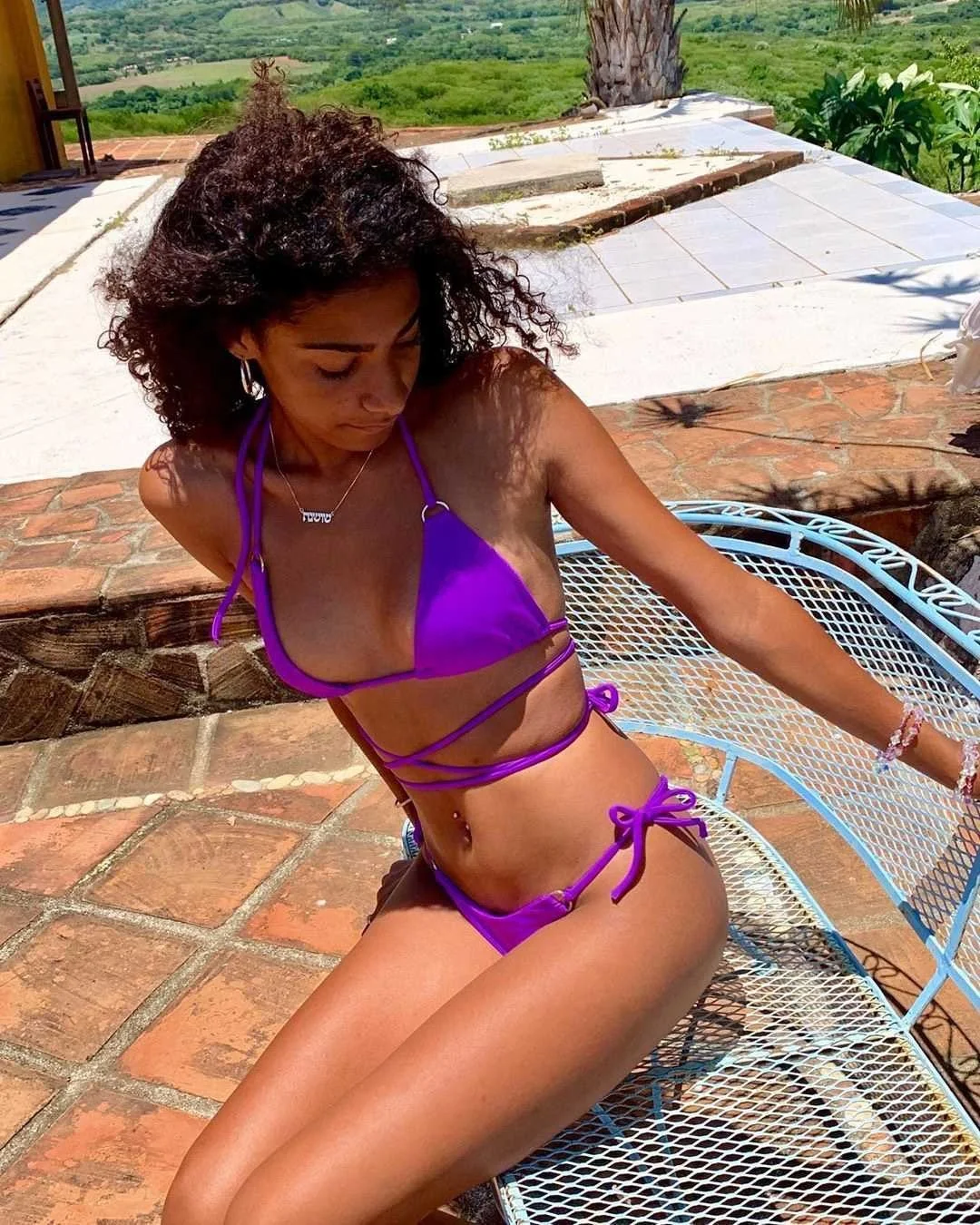 
Women Bikini 2 Piece Pants Bathing Suits New Style Solid Swimsuit Hot Selling Spliced Hanging Neck Strapping Swimwear 