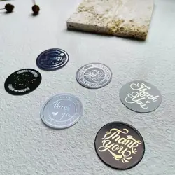 Custom Thank you stickers for small business custom decorative die cut round embossed letterpress business stickers