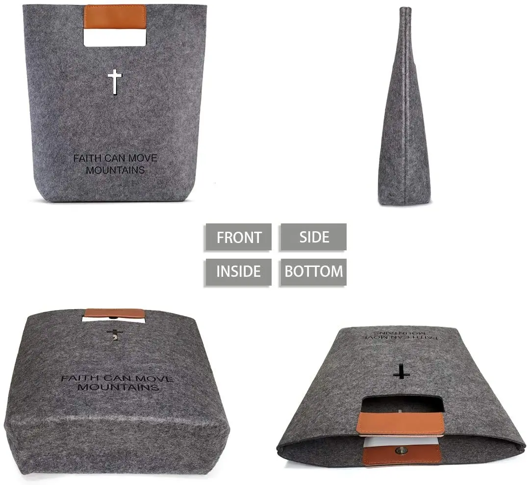 Custom design handbag Bible Bag Felt Bags Christian Bible Leather Covers For Church Female Women Tote bags