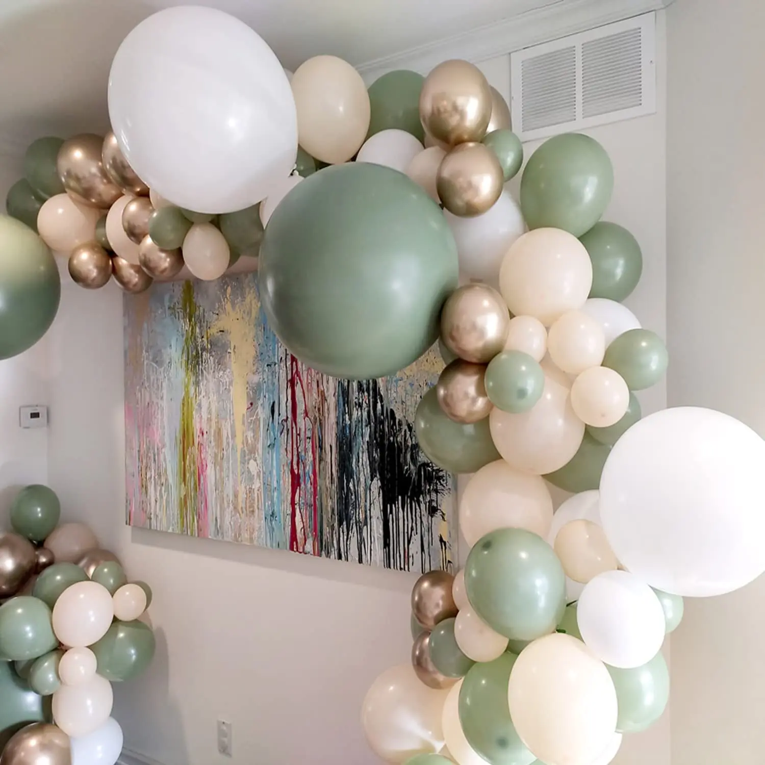 Olive Green Blush Gold Metallic Latex Ballon Sage Green Gold Confetti Balloons latex free balloon for Eucalyptus Birthday Baby