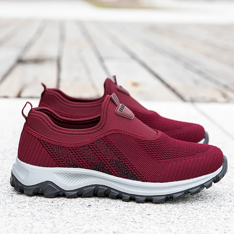 New custom casual lace up wholesale women running air cushion men sport shoes breathable Flying woven mesh boots