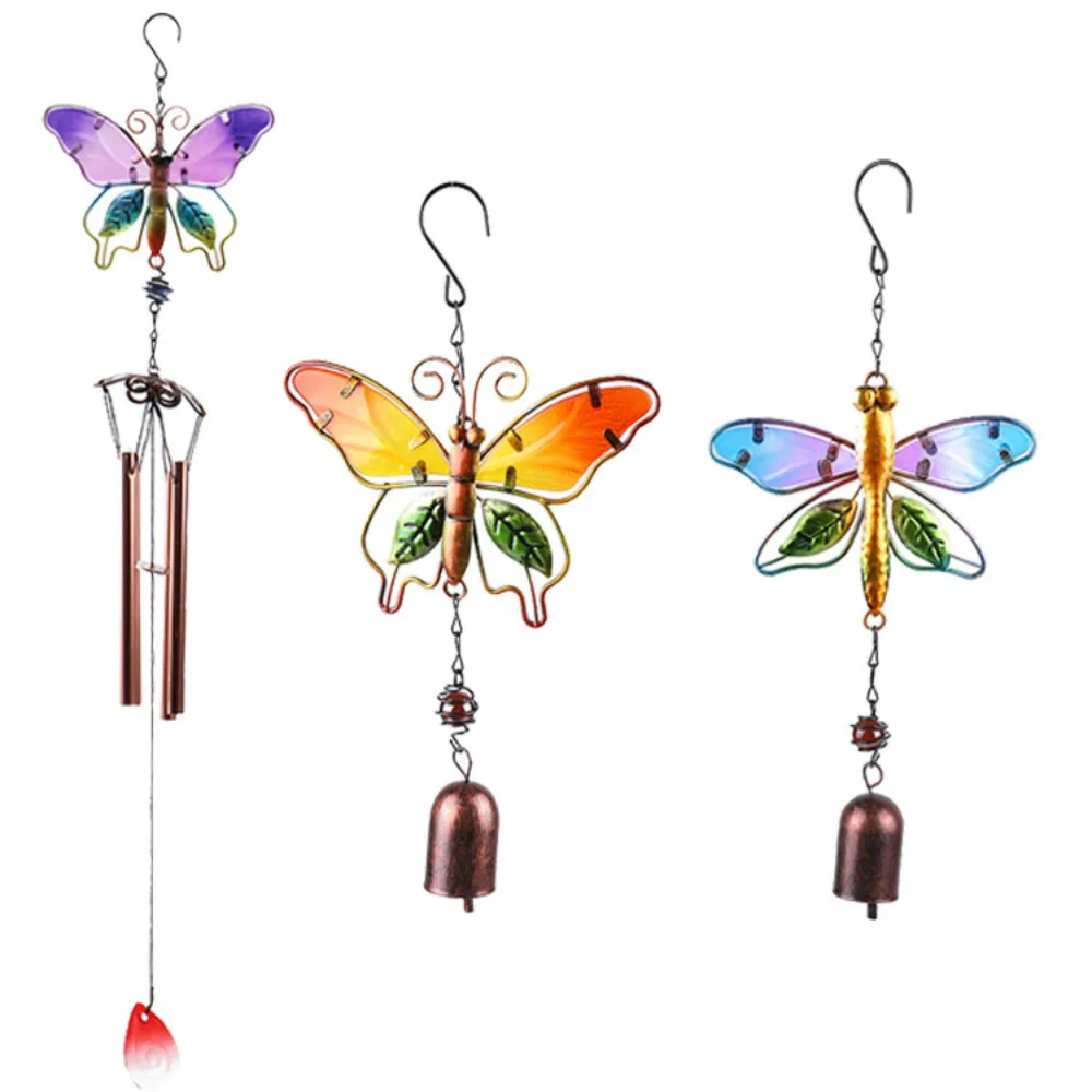 Металлический стеклянный красочный ветряной колокольчик бабочка креативный сад элегантное украшение дома