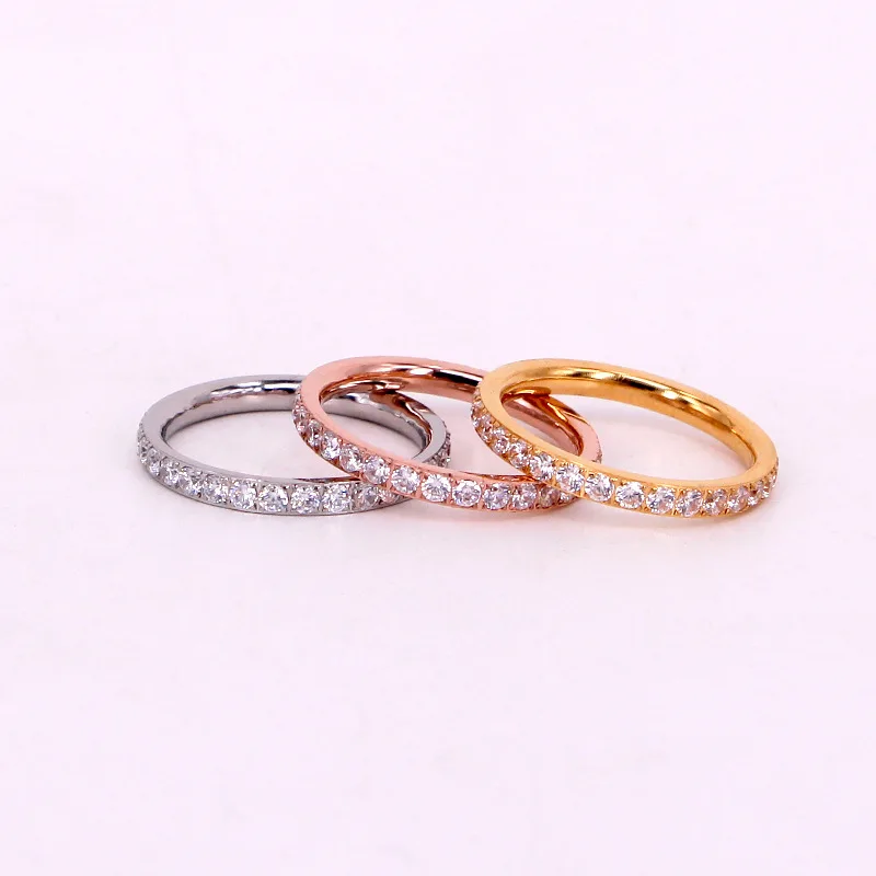 Wholesale Fashion Jewelry Rings Cubic Zirconia Stainless Steel Rings for Women Men