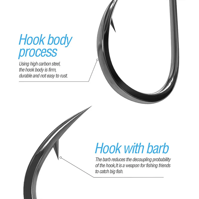 50pcs 4#-4/0# High Carbon Steel Single Fishing Hooks Worm Jigging Bait Texas Rig  Barbed Point Offset Crank Hook With Barb