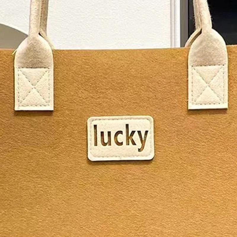 Wholesale Large Capacity Single Shoulder Shopping Felt Gift Bag With Patterns Custom Logo Felt Tote Bag