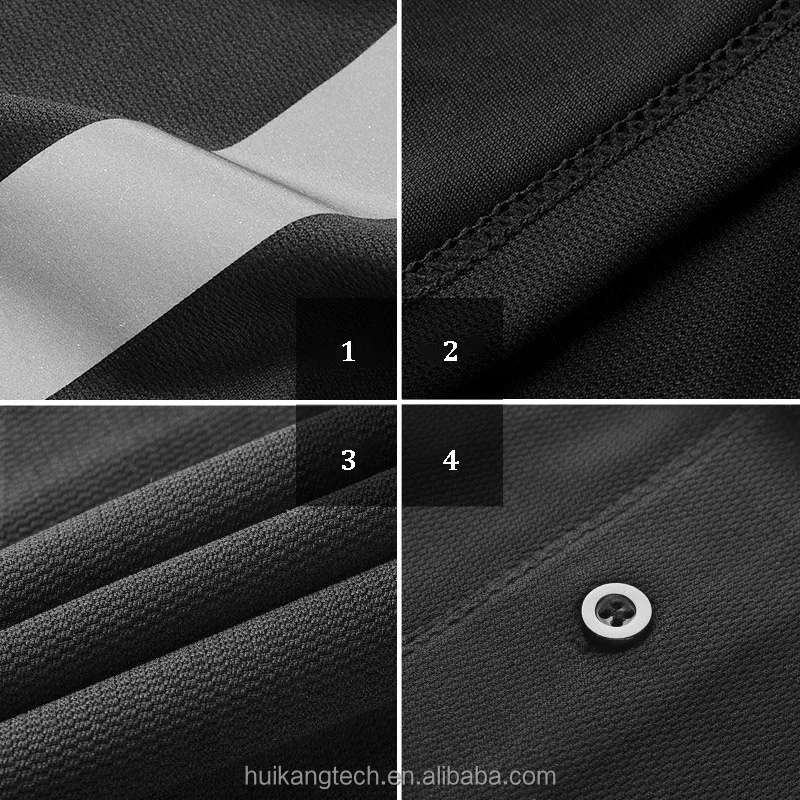 Black Work Shirt Men Safety Polo Shirt Summer Construction Workwear With Reflective Stripes