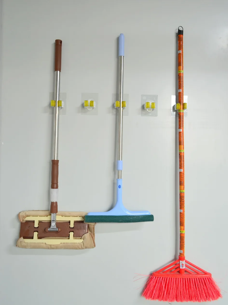 Broom Gripper Holds Self Adhesive Reusable No Drilling Anti-Slip
