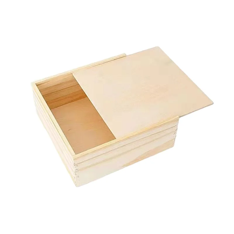 Factory Custom Pine Wood Gift Box with Sliding Lid Packaging Box