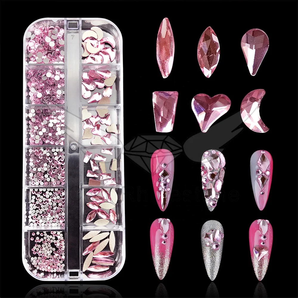 CY Light Rose Wholesaler New Design Bulk Big For Rhinestones Crystal Nail Box