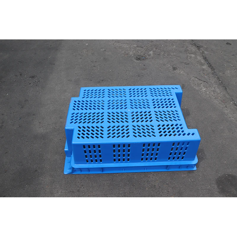 LK600-205 Heavy Duty Plastic Crate Foldable and Stackable Dislocation Box with Mesh and Solid Styles Basket Design for Storage