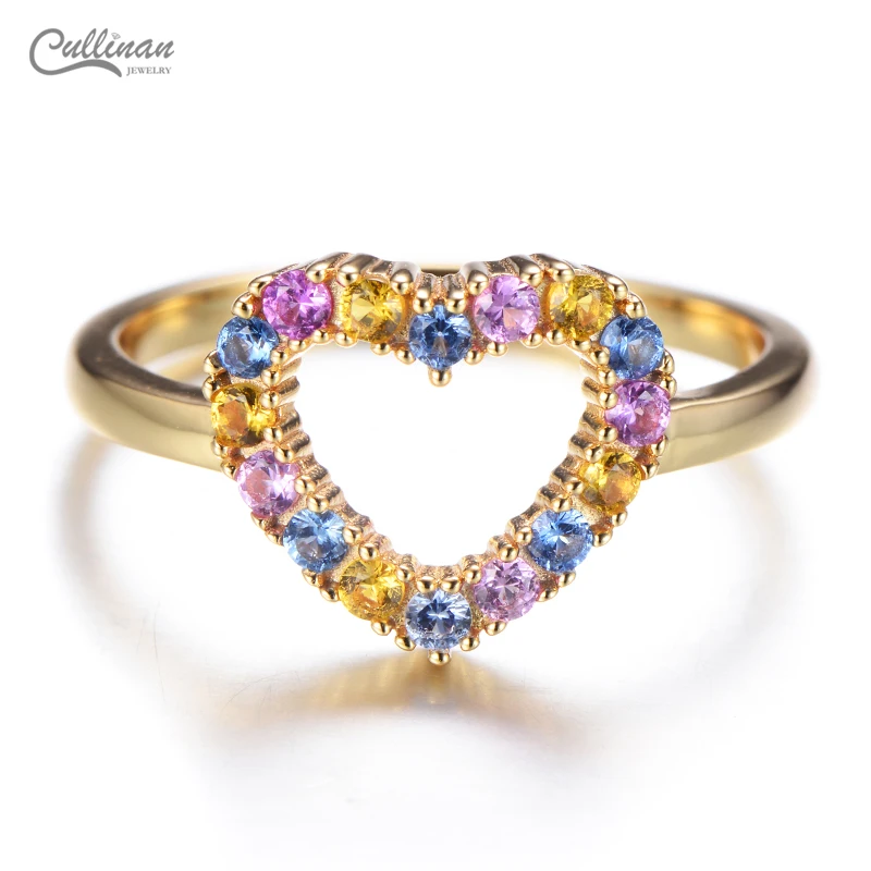 High Quality 925 Silver Gold Plated Fashion Jewelry Lady Jewelry Statement Ring Color CZ heart shape Rings  Women Gifts Ring