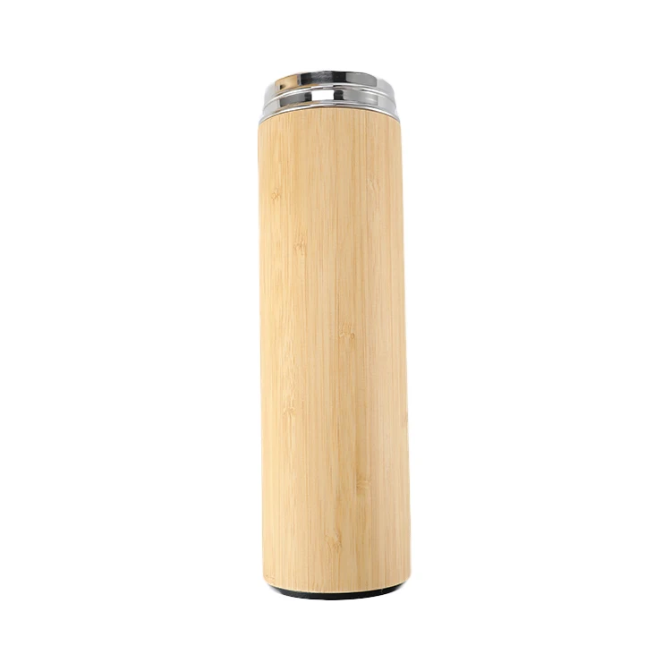 Stainless Steel Water Bottle Vacuum Insulated Coffee Travel Mug Bamboo Tumbler with Tea Infuser & Strainer