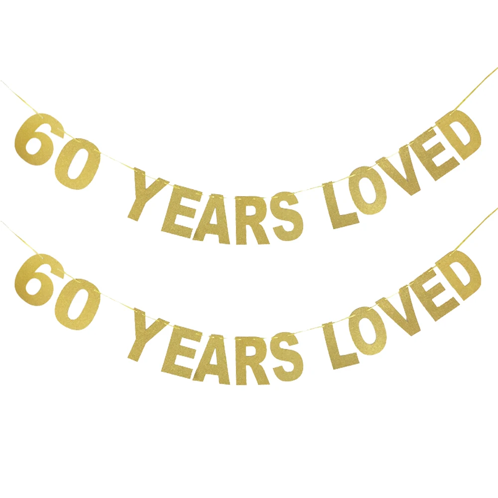 
30/40/50/60/70 years loved Glitter Banner Birthday Flags Thirsty Anniversary Party Decorations Bunting Events Supplies 