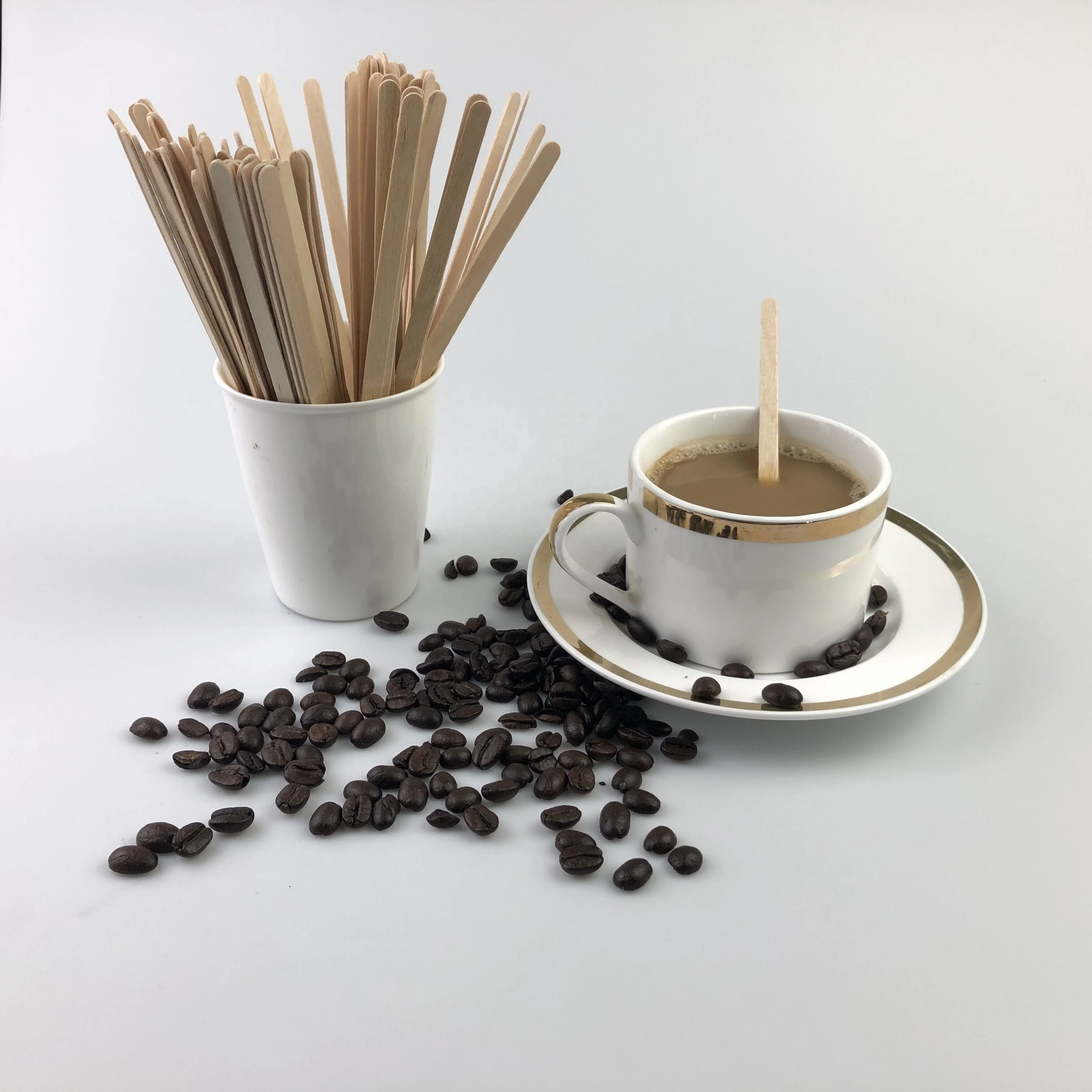 Wholesale New Product Round End Birch Wooden Stirrer Coffee