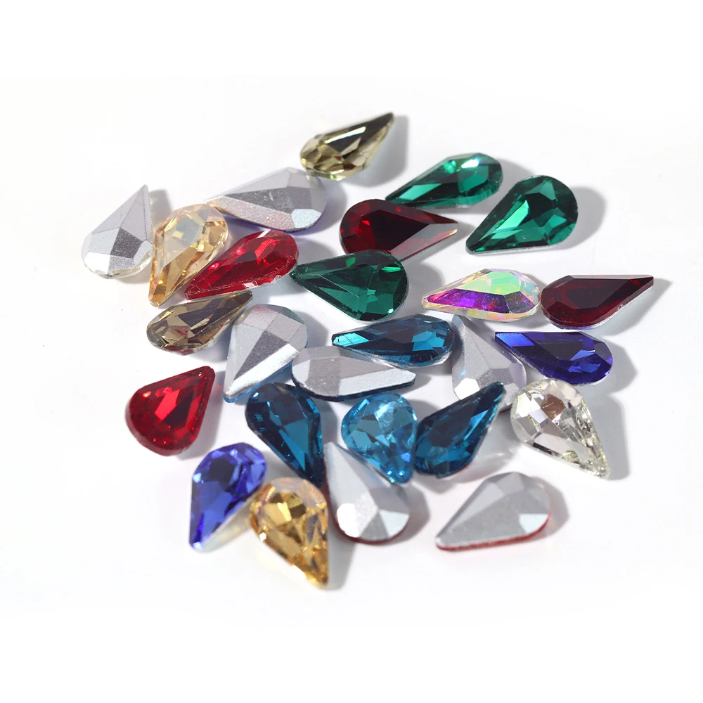 Multi Size Acrylic Rhinestones Horse Eye Crystal AB Flat Back 3D Non HotFix Nail Art Decoration for Wedding