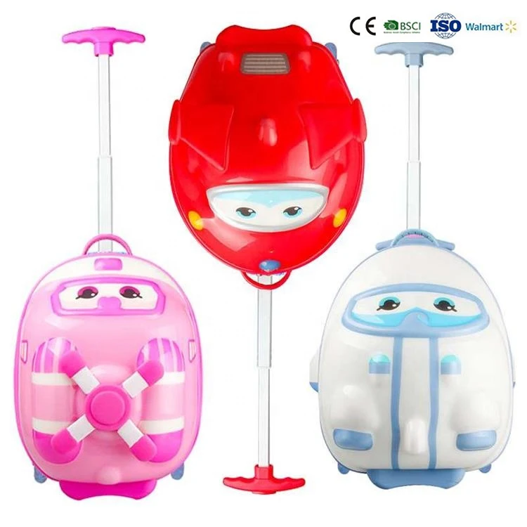 Wholesale OEM ABS PC kids trolley 3D riding abs 2 wheels traveling luggage suitcase 16 inch kids ride on bag case