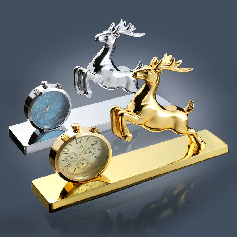 Creative New Car Interior Decoration Supplies Kirsite Gold Sliver Horse Leopard Car Watch Perfume Seat Holder Ornaments
