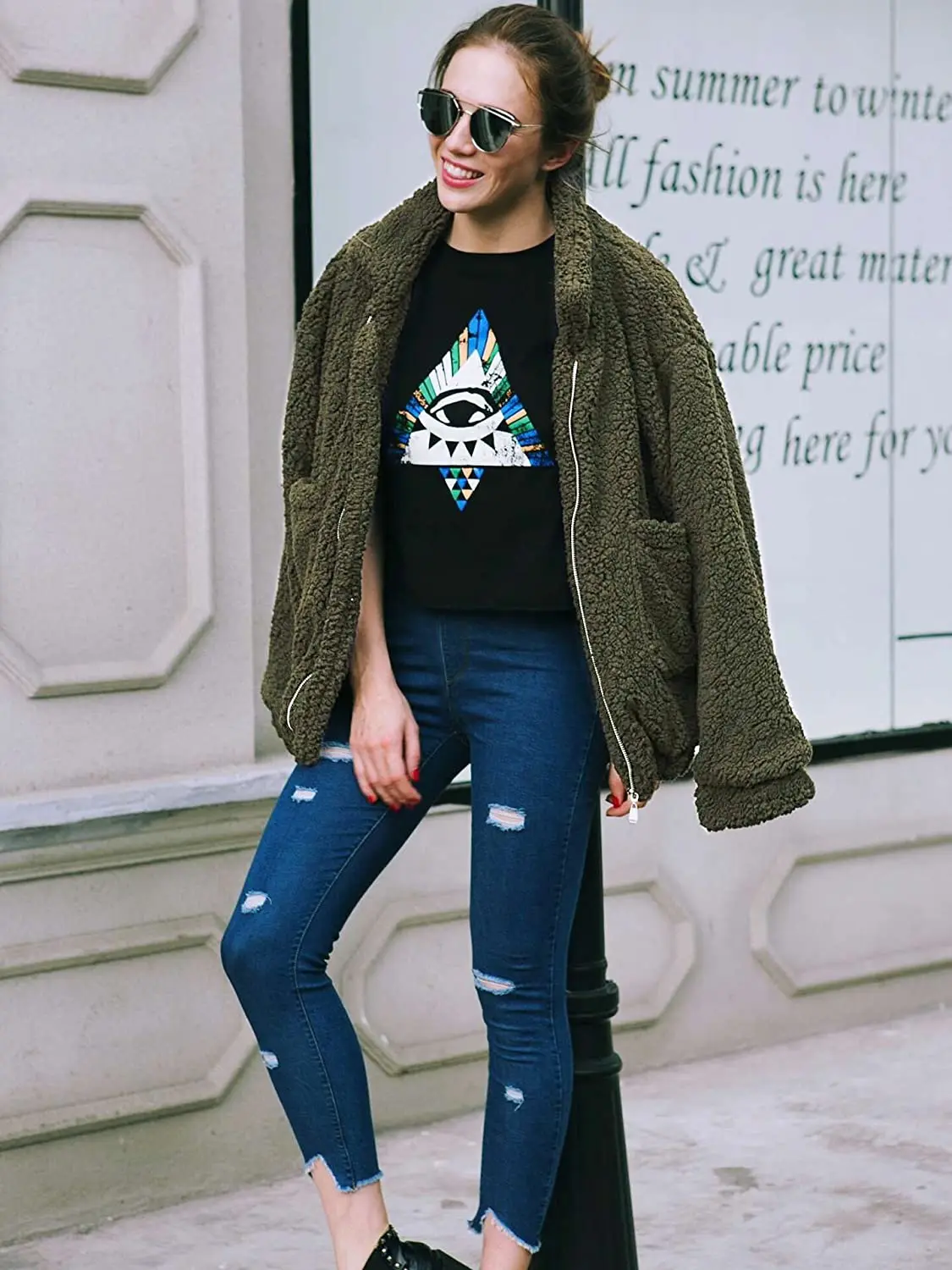 Женская модная одежда с длинными рукавами, с отложным воротником на молнии из искусственного флиса на осень куртка из овечьей шерсти с длинным ворсом, пальто свободного кроя куртка на теплую зиму