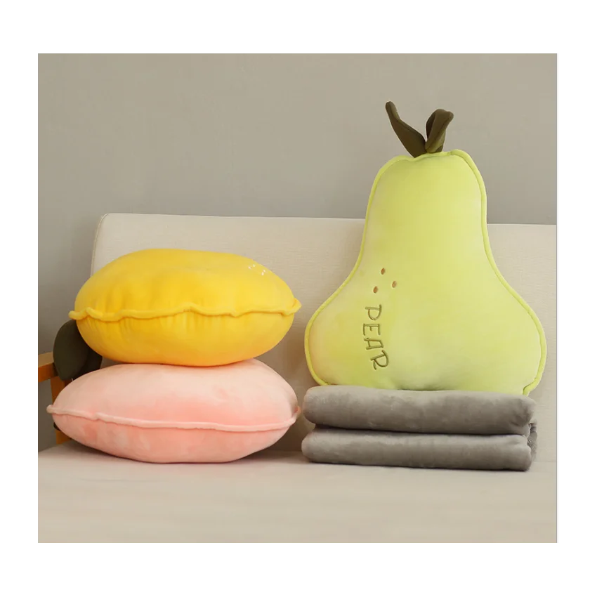 Nice price good quality 2 in 1 air blanket travel fruit pillow 2 1with blankets