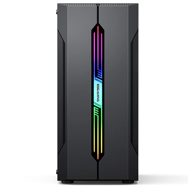 Internal RGB Fans ATX Gaming Computer Case with Light Strip Irregular Personality Panel Design